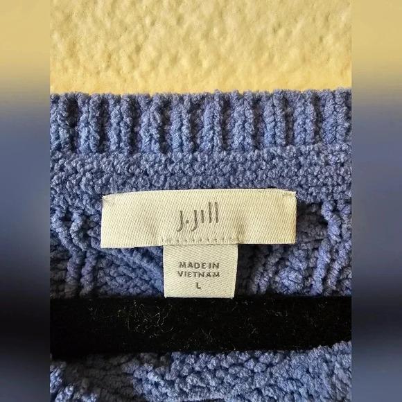 J Jill Women L Cable Knit Sweater Pullover Chunky Periwinkle Tunic Length Soft - Picture 7 of 9